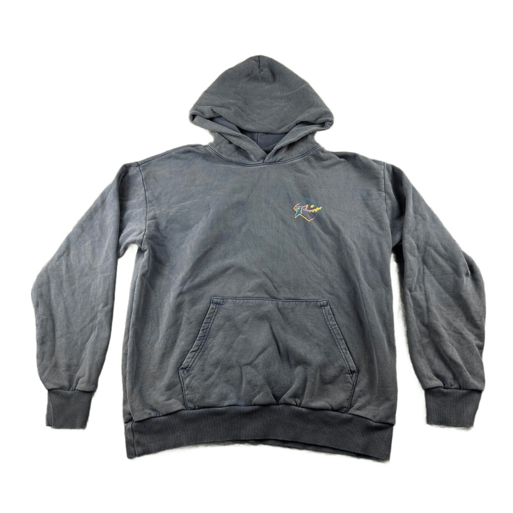 Rusty Hoodie Men L Blue‎ Fleece Cotton Graphic Pullover Beach Surf Skate Sporty